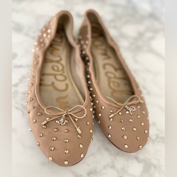 Sam Edelman Felicia Rockstud Ballet Flats Beige Studded Fanly Preppy - Picture 10 of 10